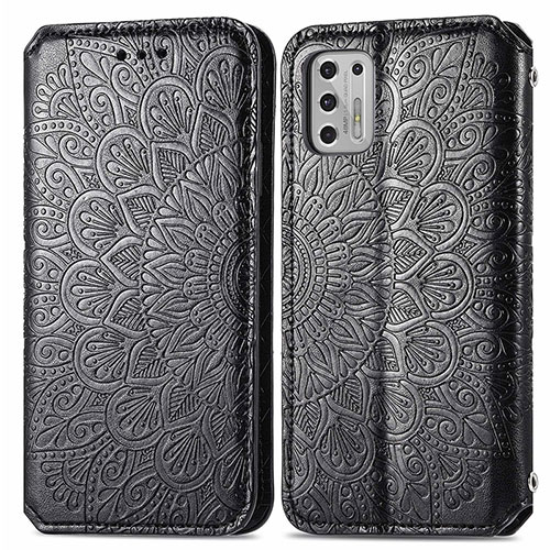 Leather Case Stands Fashionable Pattern Flip Cover Holder S01D for Motorola Moto G Stylus (2021) Black