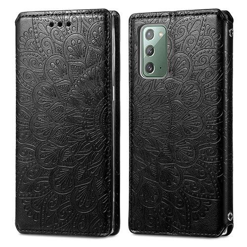 Leather Case Stands Fashionable Pattern Flip Cover Holder S01D for Samsung Galaxy Note 20 5G Black