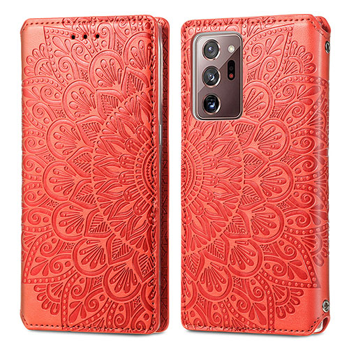 Leather Case Stands Fashionable Pattern Flip Cover Holder S01D for Samsung Galaxy Note 20 Ultra 5G Red