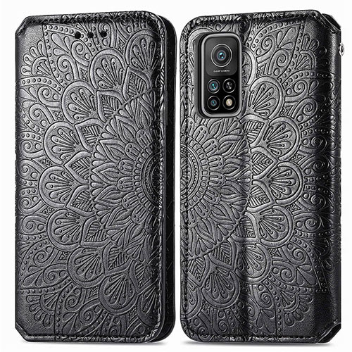 Leather Case Stands Fashionable Pattern Flip Cover Holder S01D for Xiaomi Mi 10T 5G Black