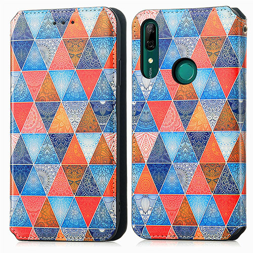 Leather Case Stands Fashionable Pattern Flip Cover Holder S02D for Huawei Honor 9X Brown