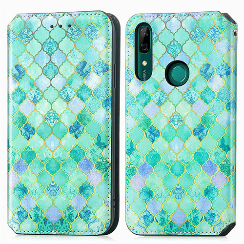Leather Case Stands Fashionable Pattern Flip Cover Holder S02D for Huawei Honor 9X Green