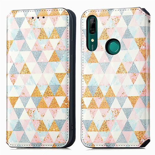 Leather Case Stands Fashionable Pattern Flip Cover Holder S02D for Huawei Honor 9X White