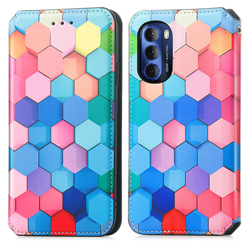 Leather Case Stands Fashionable Pattern Flip Cover Holder S02D for Motorola Moto G Stylus (2022) 4G Colorful