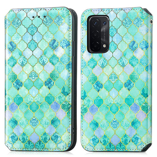 Leather Case Stands Fashionable Pattern Flip Cover Holder S02D for OnePlus Nord N200 5G Green