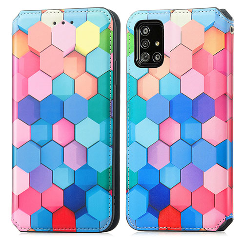 Leather Case Stands Fashionable Pattern Flip Cover Holder S02D for Samsung Galaxy A71 4G A715 Colorful