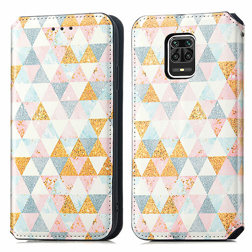 Leather Case Stands Fashionable Pattern Flip Cover Holder S02D for Xiaomi Poco M2 Pro White