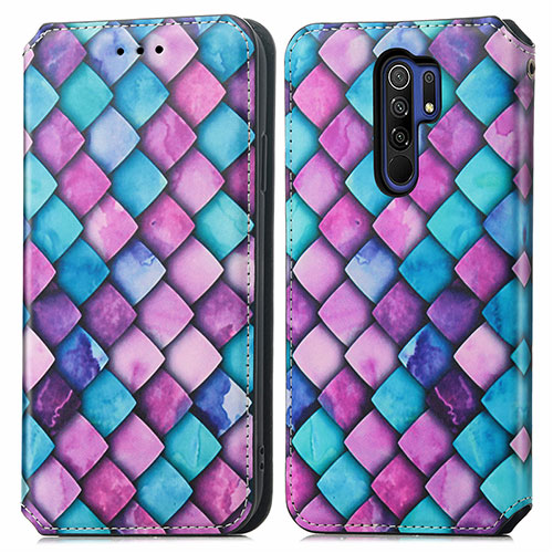 Leather Case Stands Fashionable Pattern Flip Cover Holder S02D for Xiaomi Redmi 9 Purple