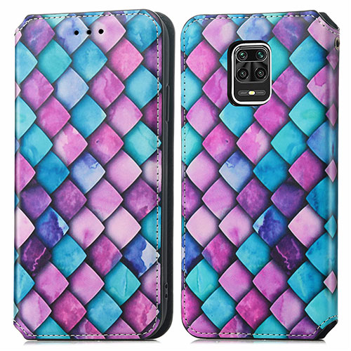 Leather Case Stands Fashionable Pattern Flip Cover Holder S02D for Xiaomi Redmi Note 9 Pro Max Purple