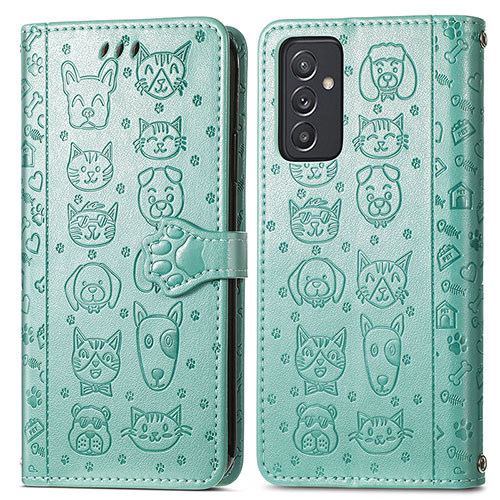 Leather Case Stands Fashionable Pattern Flip Cover Holder S03D for Samsung Galaxy A05s Green