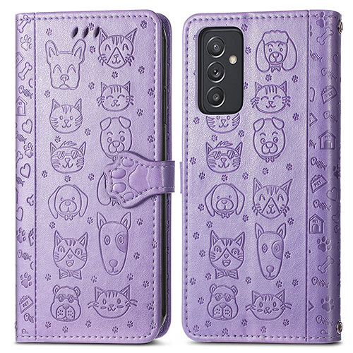 Leather Case Stands Fashionable Pattern Flip Cover Holder S03D for Samsung Galaxy A15 4G Purple
