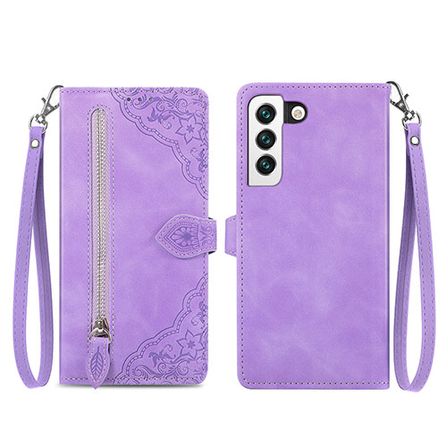 Leather Case Stands Fashionable Pattern Flip Cover Holder S03D for Samsung Galaxy S21 FE 5G Purple