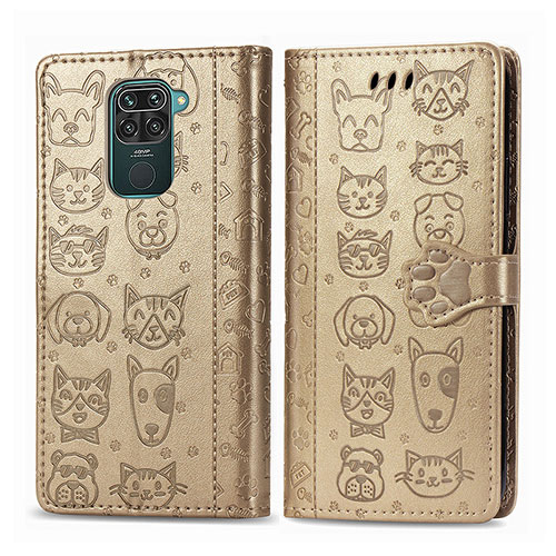 Leather Case Stands Fashionable Pattern Flip Cover Holder S03D for Xiaomi Redmi Note 9 Gold