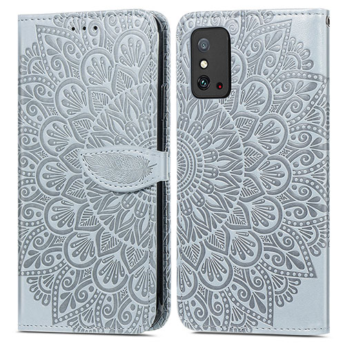 Leather Case Stands Fashionable Pattern Flip Cover Holder S04D for Huawei Honor X10 Max 5G Gray