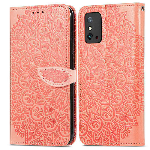 Leather Case Stands Fashionable Pattern Flip Cover Holder S04D for Huawei Honor X10 Max 5G Orange