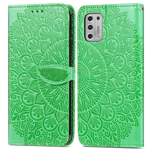 Leather Case Stands Fashionable Pattern Flip Cover Holder S04D for Motorola Moto G Stylus (2021) Green