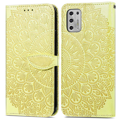 Leather Case Stands Fashionable Pattern Flip Cover Holder S04D for Motorola Moto G Stylus (2021) Yellow