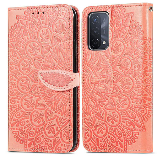 Leather Case Stands Fashionable Pattern Flip Cover Holder S04D for OnePlus Nord N200 5G Orange