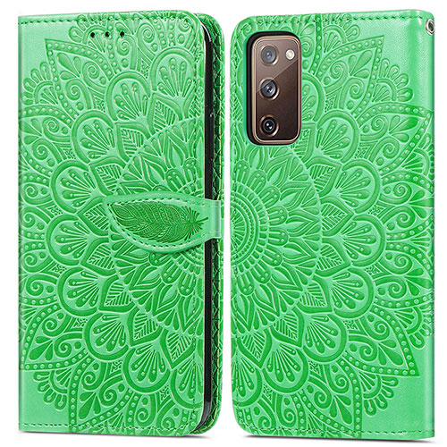 Leather Case Stands Fashionable Pattern Flip Cover Holder S04D for Samsung Galaxy S20 Lite 5G Green