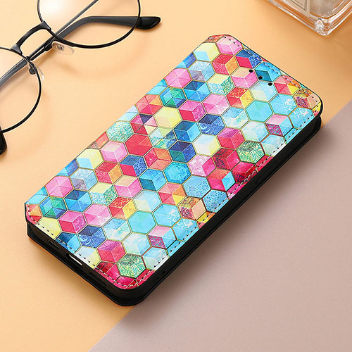 Leather Case Stands Fashionable Pattern Flip Cover Holder S04D for Samsung Galaxy S23 Ultra 5G Colorful