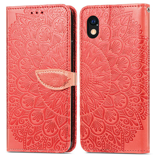 Leather Case Stands Fashionable Pattern Flip Cover Holder S04D for Sony Xperia Ace III Red