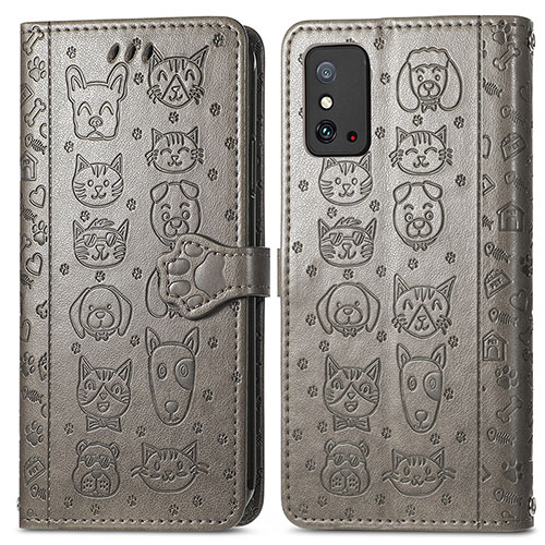 Leather Case Stands Fashionable Pattern Flip Cover Holder S05D for Huawei Honor X10 Max 5G Gray