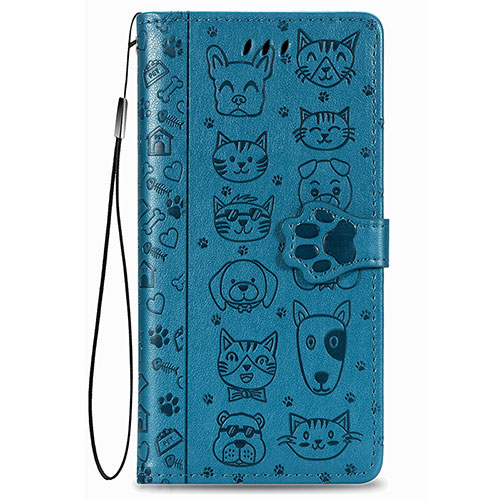 Leather Case Stands Fashionable Pattern Flip Cover Holder S05D for Samsung Galaxy S21 5G Blue