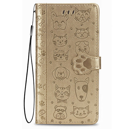 Leather Case Stands Fashionable Pattern Flip Cover Holder S05D for Samsung Galaxy S21 5G Gold