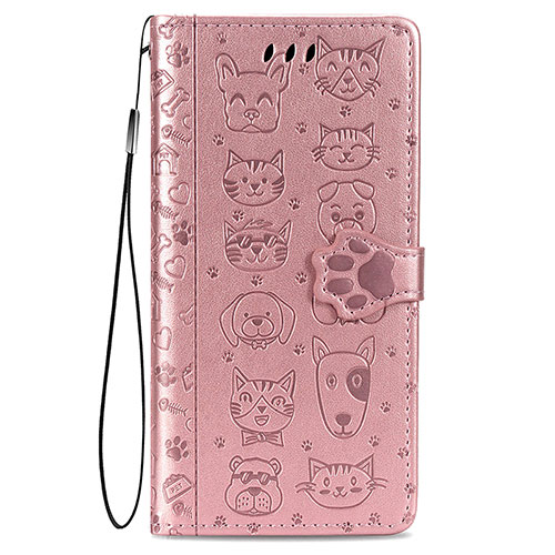 Leather Case Stands Fashionable Pattern Flip Cover Holder S05D for Samsung Galaxy S21 5G Pink