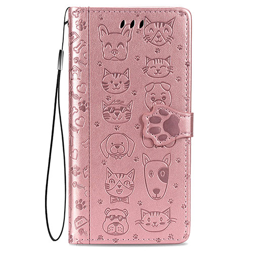 Leather Case Stands Fashionable Pattern Flip Cover Holder S05D for Samsung Galaxy S21 FE 5G Pink