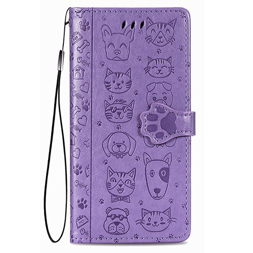 Leather Case Stands Fashionable Pattern Flip Cover Holder S05D for Samsung Galaxy S21 FE 5G Purple