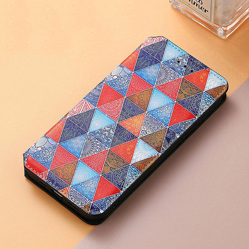 Leather Case Stands Fashionable Pattern Flip Cover Holder S06D for Huawei Honor 9X Brown
