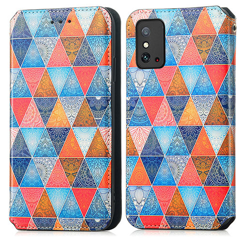Leather Case Stands Fashionable Pattern Flip Cover Holder S06D for Huawei Honor X10 Max 5G Brown