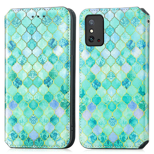 Leather Case Stands Fashionable Pattern Flip Cover Holder S06D for Huawei Honor X10 Max 5G Green