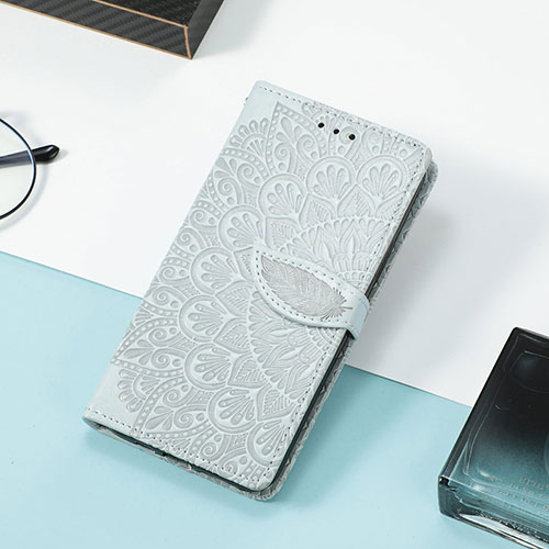 Leather Case Stands Fashionable Pattern Flip Cover Holder S08D for Huawei Honor X10 Max 5G Gray