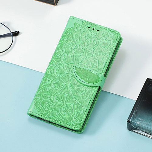 Leather Case Stands Fashionable Pattern Flip Cover Holder S08D for Huawei Honor X10 Max 5G Green