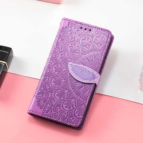 Leather Case Stands Fashionable Pattern Flip Cover Holder S08D for Huawei Honor X10 Max 5G Purple