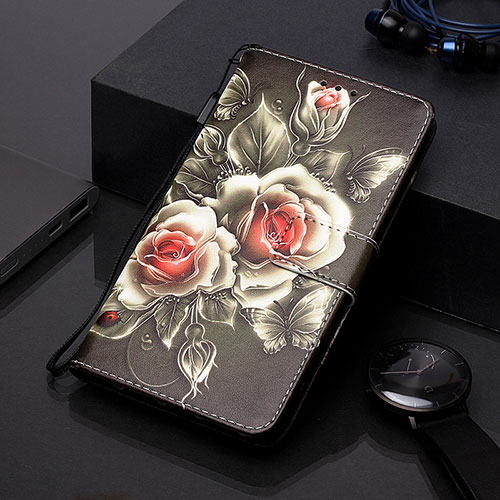 Leather Case Stands Fashionable Pattern Flip Cover Holder Y01B for Samsung Galaxy A20e Black