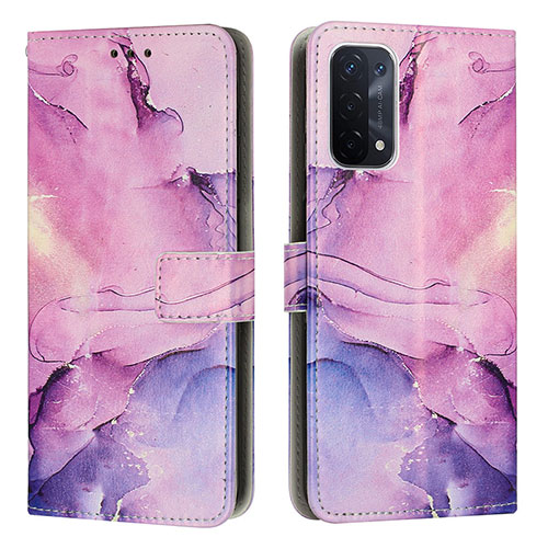 Leather Case Stands Fashionable Pattern Flip Cover Holder Y01X for OnePlus Nord N200 5G Purple