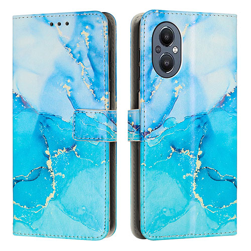 Leather Case Stands Fashionable Pattern Flip Cover Holder Y01X for Oppo Reno8 Lite 5G Blue