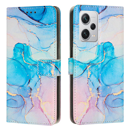 Leather Case Stands Fashionable Pattern Flip Cover Holder Y01X for Xiaomi Redmi Note 12 Pro 5G Sky Blue