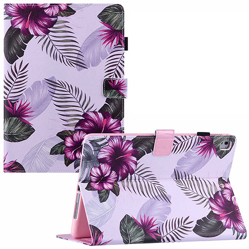 Leather Case Stands Fashionable Pattern Flip Cover Holder Y02B for Apple iPad Air Purple