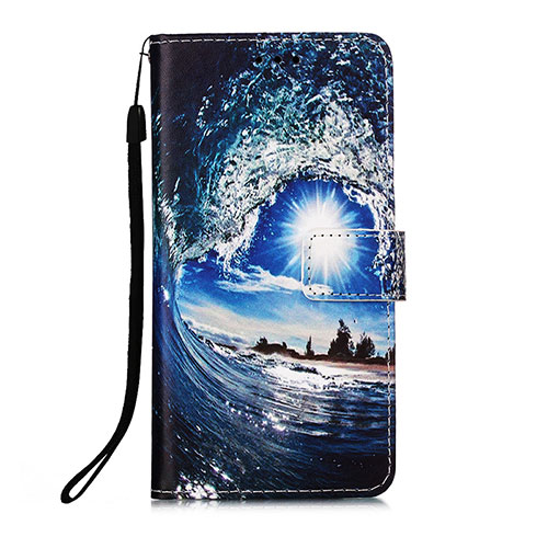 Leather Case Stands Fashionable Pattern Flip Cover Holder Y02B for Xiaomi Redmi Note 9 Pro Max Navy Blue