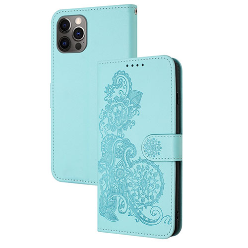 Leather Case Stands Fashionable Pattern Flip Cover Holder Y02X for Apple iPhone 13 Pro Max Sky Blue