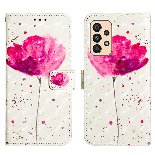 Leather Case Stands Fashionable Pattern Flip Cover Holder Y03B for Samsung Galaxy A33 5G Pink