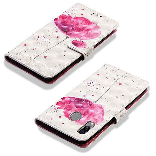 Leather Case Stands Fashionable Pattern Flip Cover Holder Y03B for Samsung Galaxy A40 Pink