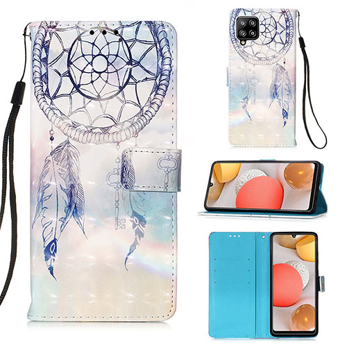 Leather Case Stands Fashionable Pattern Flip Cover Holder Y03B for Samsung Galaxy A42 5G Mint Blue