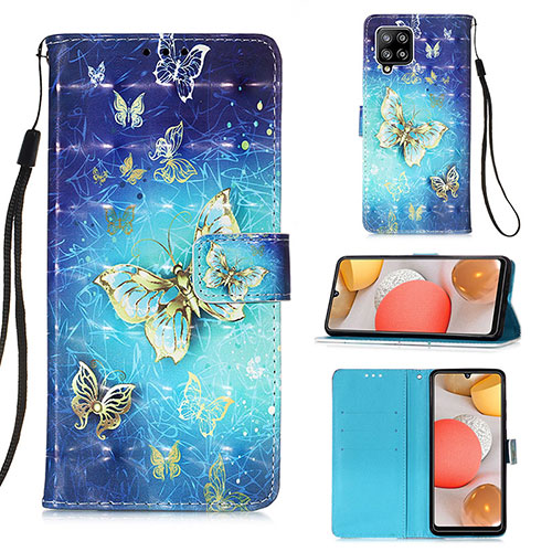 Leather Case Stands Fashionable Pattern Flip Cover Holder Y03B for Samsung Galaxy A42 5G Sky Blue