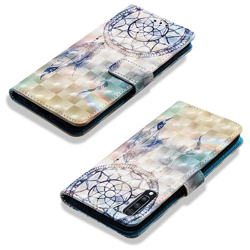 Leather Case Stands Fashionable Pattern Flip Cover Holder Y03B for Samsung Galaxy A70 Mint Blue