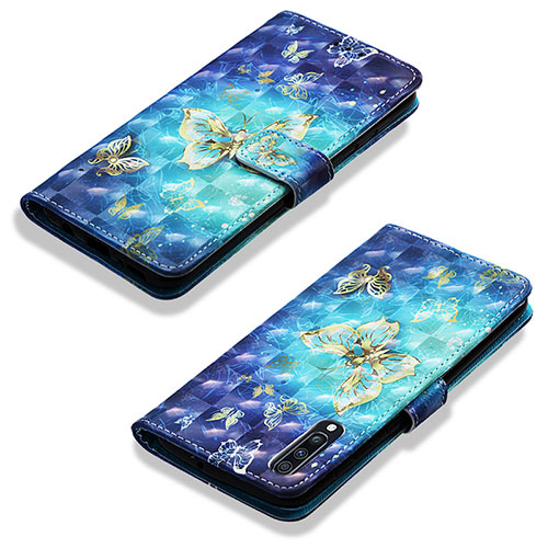 Leather Case Stands Fashionable Pattern Flip Cover Holder Y03B for Samsung Galaxy A70S Sky Blue